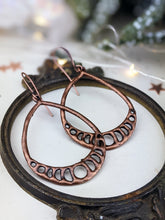 Load image into Gallery viewer, Antiqued Copper Plated Earrings - Moon Phase Teardrops