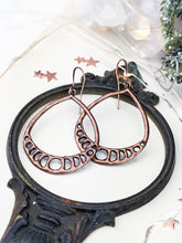 Load image into Gallery viewer, Antiqued Copper Plated Earrings - Moon Phase Teardrops