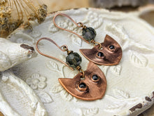 Load image into Gallery viewer, Faceted Black Spinel Cat Eye Copper Electroformed Earrings