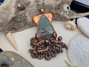 Copper Electroformed Squid Necklace #4
