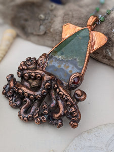 Copper Electroformed Squid Necklace #4
