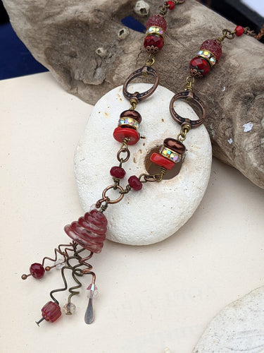 Red Glass Jellyfish Necklace #2