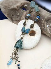 Load image into Gallery viewer, Smokey Blue Glass Jellyfish Necklace #3