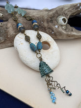 Load image into Gallery viewer, Smokey Blue Glass Jellyfish Necklace #3