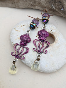 Fuchsia Octopus Earrings 2