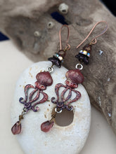 Load image into Gallery viewer, Burgundy Octopus Earrings 1