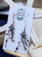 Load image into Gallery viewer, Jellyfish Earrings - Blue &amp; Copper #9