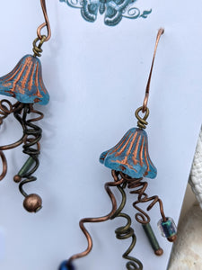 Jellyfish Earrings - Blue & Copper #9