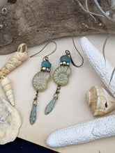 Load image into Gallery viewer, Green Nautilus Earrings 3