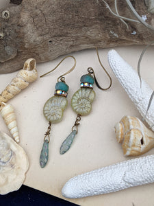 Green Nautilus Earrings 3