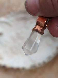 Copper Electroformed Phantom Quartz Crystal Point Necklace