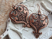 Load image into Gallery viewer, Antiqued Copper Earrings - Etched Hearts