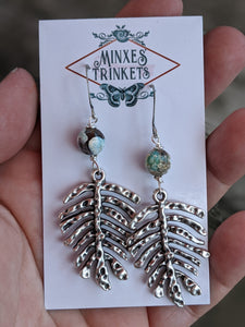 Antiqued Silver Plated Earrings - Palm Leaves