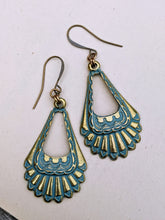 Load image into Gallery viewer, Antiqued Verdigris Brass Earrings - Southwest