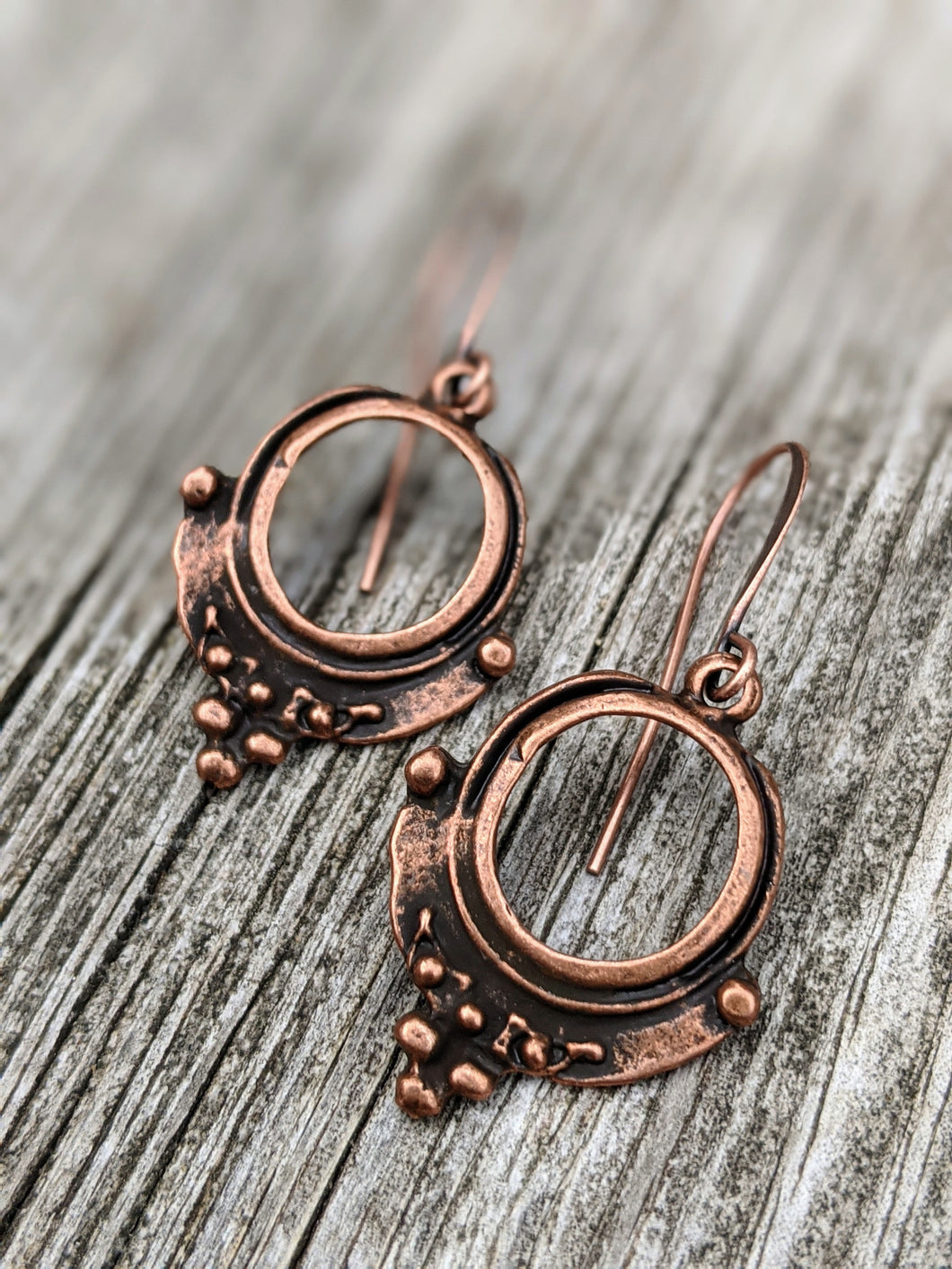 Mini Antiqued Copper Plated Earrings