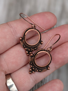 Mini Antiqued Copper Plated Earrings