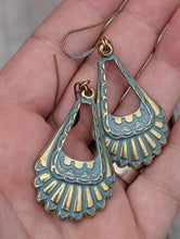 Load image into Gallery viewer, Antiqued Verdigris Brass Earrings - Southwest