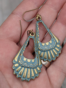 Antiqued Verdigris Brass Earrings - Southwest