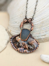 Load image into Gallery viewer, &#39;Beachcombing&#39; - Crab Shell and Druzy Copper Electroformed Necklace