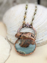 Load image into Gallery viewer, &#39;Jetty&#39; - Crab Claw and Ocean Picture Stone Copper Electroformed Necklace