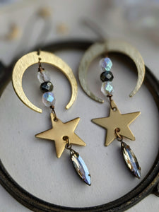 Vintage Rhinestone Celestial Earrings 1
