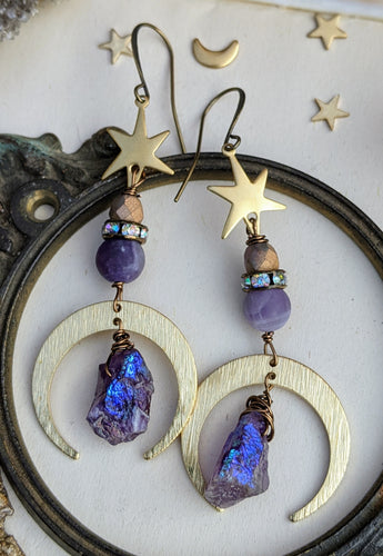 Aura-Amethyst Celestial Earrings 3