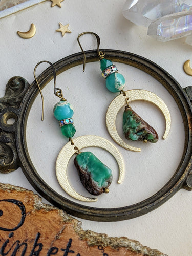 Chrysocolla and Blue Opalwood Celestial Earrings 5
