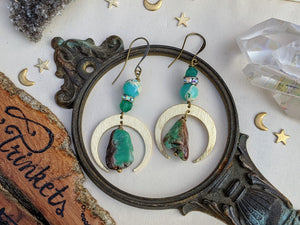 Chrysocolla and Blue Opalwood Celestial Earrings 5