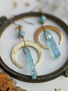 Aqua Aura Quartz Celestial Earrings 8