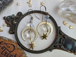 Vintage Rhinestone Celestial Earrings 17
