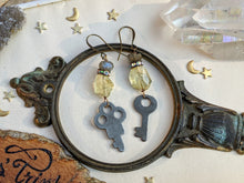 Load image into Gallery viewer, Labradorite and Citrine Vintage Key Earrings 1