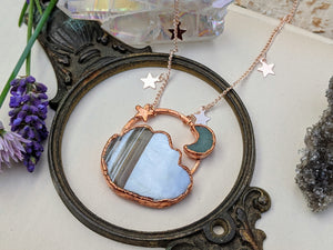 Electroformed Cloud Necklace 1 - Owyhee Blue Opal