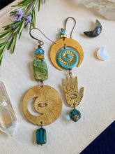 Load image into Gallery viewer, Asymmetrical Celestial Earrings - Turquoise