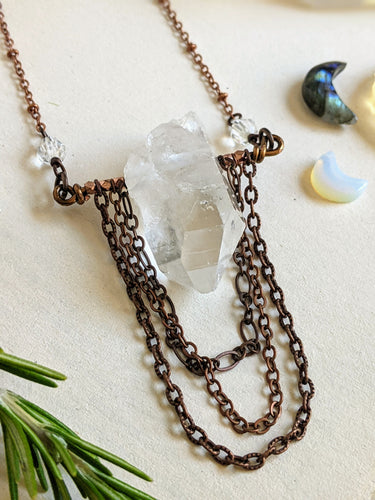 Quartz Point Chain Drape Necklace