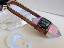 Load image into Gallery viewer, Mega Aura Quartz Point and Labradorite Copper Electroformed Necklace