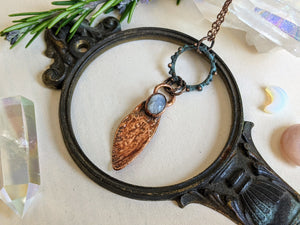 Copper Electroformed Cicada Wing Necklace with Moonstone 1