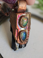 Load image into Gallery viewer, Black Tourmaline and Opal Copper Electroformed Necklace