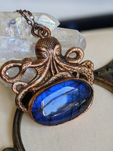 Load image into Gallery viewer, Blue Labradorite Octopus Kraken Electroformed Necklace