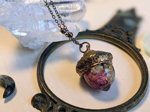 Botanical Acorn Necklace - Rose 5