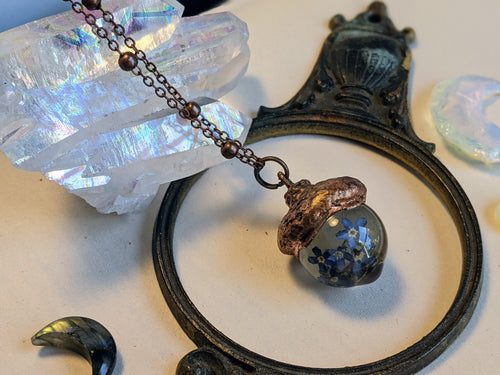 Botanical Acorn Necklace - Forget-Me-Nots 3