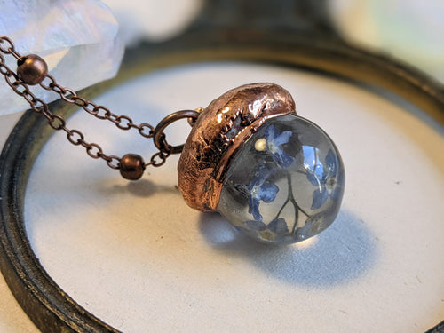 Botanical Acorn Necklace - Forget-Me-Nots 4