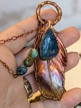 Load image into Gallery viewer, Blue Apatite - Real Feather Copper Electroformed Necklace