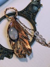 Load image into Gallery viewer, Rose Quartz - Real Feather Copper Electroformed Necklace