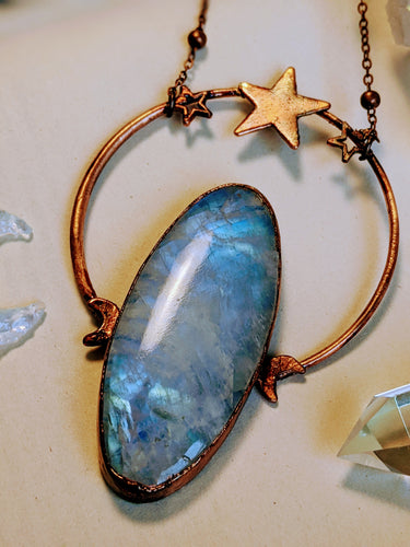 Blue Moonstone Statement Necklace