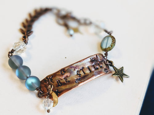 Wrist Reminder Copper Electroformed Bracelet - BE STILL