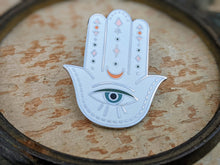 Load image into Gallery viewer, Hamsa Hand of Fatima Evil Eye Protection Pin