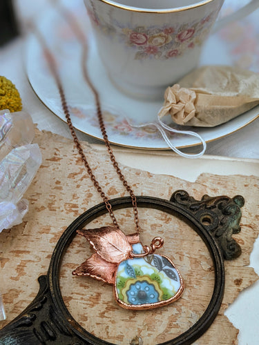 Cottagecore Ceramic Pumpkin Electroformed Necklace
