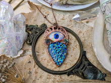 Load image into Gallery viewer, All Seeing Eye and Dichroic Glass Electroformed Necklace