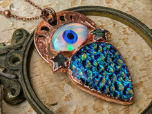 Load image into Gallery viewer, All Seeing Eye and Dichroic Glass Electroformed Necklace