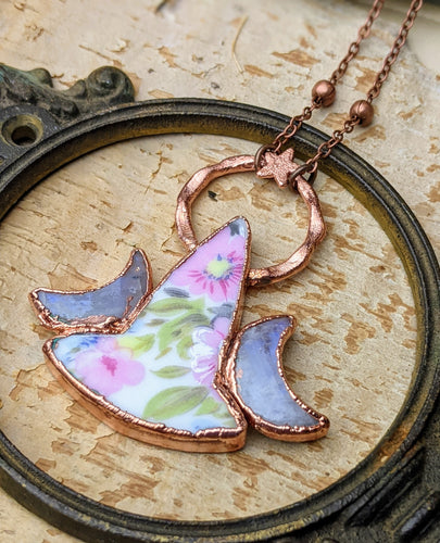 Witches' Tea Party - Cottagecore Ceramic Witch Hat Electroformed Necklace #5